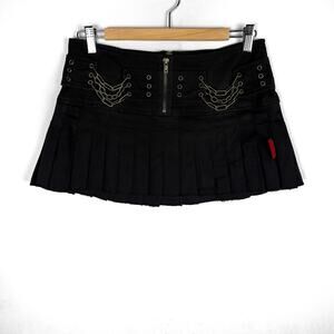 Rare Vintage Tripp NYC Black Pleated Chain Mini Skirt Sz Medium Womens Mall Goth